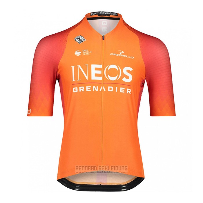 2022 Fahrradbekleidung Ineos Grenadiers Orange Trikot Kurzarm und Tragerhose